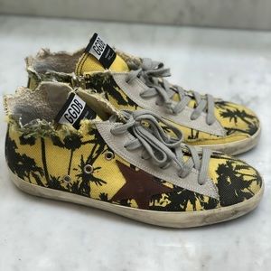 (New) Golden Goose mid Sneakers Francy Yellow Palm